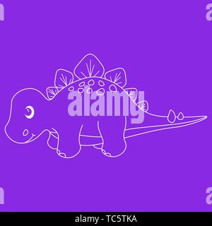 Kontur von dinosaurus Stegosaurus. Auf lila Hintergrund isoliert. Vector Illustration. Stock Vektor