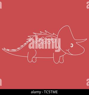Kontur von dinosaurus Triceratops. Auf roten Hintergrund isoliert. Vector Illustration. Stock Vektor