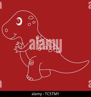 Kontur von dinosaurus Tyrannosaurus. Auf roten Hintergrund isoliert. Vector Illustration. Stock Vektor