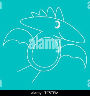 Kontur von dinosaurus pterodactyl. Auf türkisfarbenem Hintergrund isoliert. Vector Illustration. Stock Vektor
