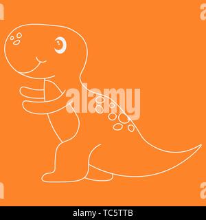 Kontur von dinosaurus Tyrannosaurus. Auf orange Hintergrund isoliert. Vector Illustration. Stock Vektor