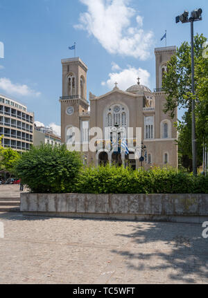 Die Außenseite des Metropoliten der griechisch-orthodoxen Kathedrale in Athen Stockfoto