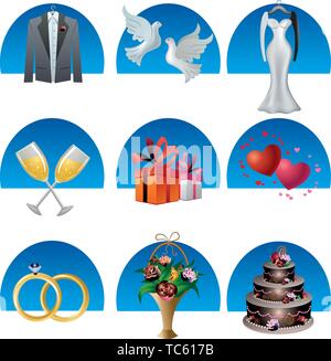 Hochzeit-Icon-set Stock Vektor