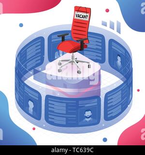 Isometrische Job Agentur Beschäftigung und Einstellung Konzept Stock Vektor