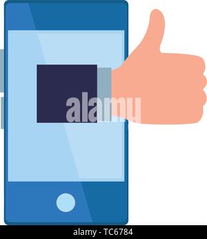 Handy und Daumen hoch, Symbol Cartoon Stock Vektor