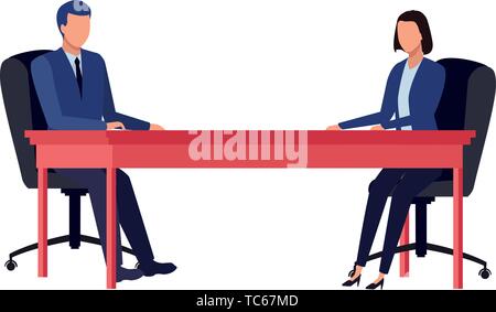 Business Paar avatar auf einem Schreibtisch Stock Vektor