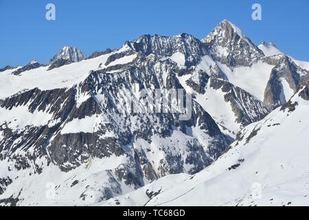 Die mächtigen Aletschhorn (Geisshorn im Vordergrund) im Berner Oberland in der Schweiz. Eine UNESCO-geschützten Region Stockfoto