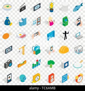 Konkrete Symbole gesetzt, isometrische Stil Stock Vektor