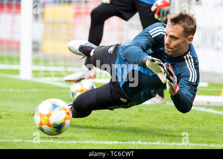 05. Juni 2019, Nordrhein-Westfalen, Aachen: Deutschlands Torhüter Manuel Neuer besucht eine Schulung der Deutschen Fussballnationalmannschaft vor ihre UEFA Euro 2020 Qualifikation Spiel gegen Weißrussland. Foto: Federico Gambarini/dpa Stockfoto