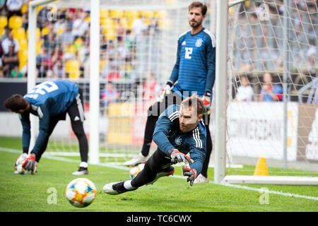 05. Juni 2019, Nordrhein-Westfalen, Aachen: Deutschlands Torhüter Manuel Neuer besucht eine Schulung der Deutschen Fussballnationalmannschaft vor ihre UEFA Euro 2020 Qualifikation Spiel gegen Weißrussland. Foto: Federico Gambarini/dpa Stockfoto