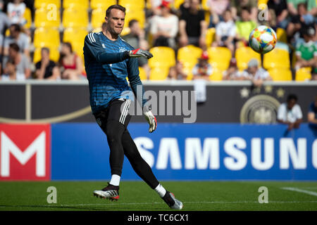 05. Juni 2019, Nordrhein-Westfalen, Aachen: Deutschlands Torhüter Manuel Neuer besucht eine Schulung der Deutschen Fussballnationalmannschaft vor ihre UEFA Euro 2020 Qualifikation Spiel gegen Weißrussland. Foto: Federico Gambarini/dpa Stockfoto