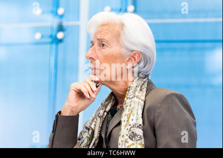 Washington, United States. 05 Juni, 2019. Internationalen Währungsfonds Geschäftsführer Christine Lagarde spricht am American Enterprise Institute in Washington, DC. Credit: SOPA Images Limited/Alamy leben Nachrichten Stockfoto