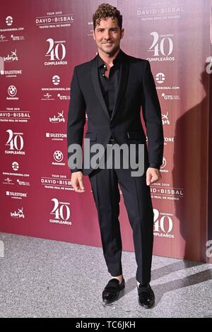 Madrid, Spanien. 05 Juni, 2019. 05/06/2019. - Madrid. Teatro Real. Concierto de David Bisbal y de cumpleanos celebracion 40. Foto: David Bisbal Sänger David Bisbal führt während eines Konzertes am Königlichen Theater auf seinem 40. Geburtstag, in Madrid am Mittwoch, den 05, Juni 2019 Quelle: CORDON PRESSE/Alamy leben Nachrichten Stockfoto