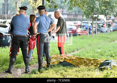 Turin, Piemont, Italien. 5. Juni 2019. Turin, Italy-June 5, 2019: Murder-Discovery der Leiche des Freund der Bahamas Diplomat, Ramsey Alrae Keiron gefunden gestern und heute im Fluss Po. Credit: Stefano Guidi/ZUMA Draht/Alamy leben Nachrichten Stockfoto