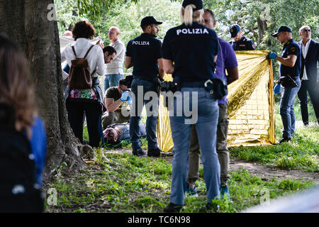 Turin, Piemont, Italien. 5. Juni 2019. Turin, Italy-June 5, 2019: Murder-Discovery der Leiche des Freund der Bahamas Diplomat, Ramsey Alrae Keiron gefunden gestern und heute im Fluss Po. Credit: Stefano Guidi/ZUMA Draht/Alamy leben Nachrichten Stockfoto