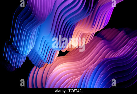 Wellen und Linien abstrakt hintergrund Design. 3D-Darstellung. Stockfoto