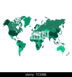 Vektorkarte der Welt, mit den Grenzen und Namen bereit für Laser gravieren oder schneiden. Stock Vektor