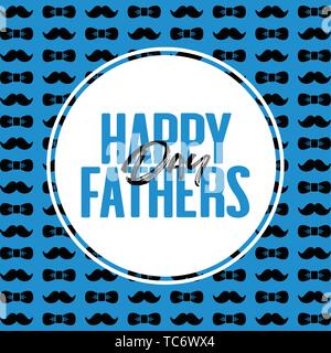 Der glückliche Vater tag Nachricht mit Schnurrbart und Bow Tie Hintergrund Stock Vektor