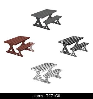 Tabelle für Rest. BBQ einzelnen Symbol im Cartoon, schwarze Art Vektor Symbol lieferbar Abbildung. Stock Vektor