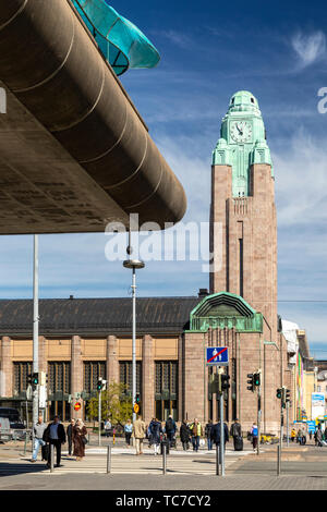 Clock Tower von Helsinki Hauptbahnhof Stockfoto