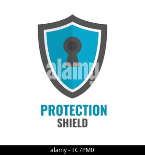 Schild Symbol Sicherheit. Schutz Logo. Schild Konzept. Flache Bauweise emblem Vector Illustration Stock Vektor
