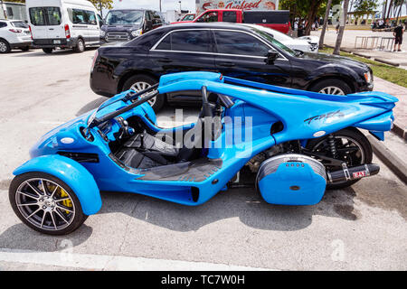 Miami Beach Florida, Campagna T-REX Zweisitzer, dreirädriger Kraftwagen, hergestellt in Quebec, Besucher reisen Reise Tour Tourismus Wahrzeichen landmar Stockfoto