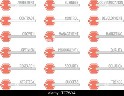 Einstellen der wichtigsten Symbole mit einem Wort über Geschäft Stock Vektor