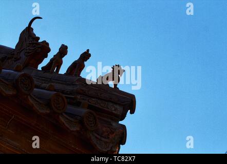 Der Westen Huang Tempel wurde in neun Jahre in Shunzhi gebaut. Es hat eine Fläche von mehr als 900 Quadratmetern. Es ist eine kulturelle Relikte. Es ist auf die Huang Temple Street, Chaoyang District, Beijing. Stockfoto