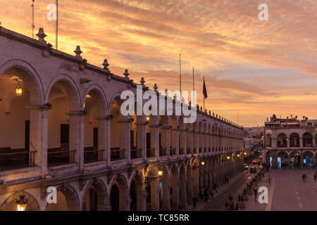 Blick auf die Plaza de Armas in Cusco, Peru Stockfoto