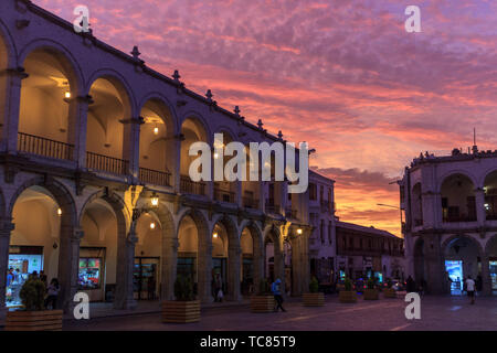 Blick auf die Plaza de Armas in Cusco, Peru Stockfoto