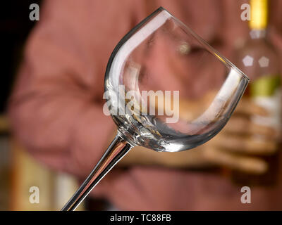 Weißwein in allen seinen Formen, Bibliothek Hintergrund gegossen Stockfoto
