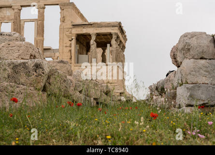 Portal der Karyatiden oder auf Erechtheion Erechtheion in Athen Stockfoto