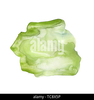 Aquarell Fleck des Sommers natürliche zarte grüne Farbe. Eine Handgezeichnete abstraktes Aquarell Ort. Die grüne Farbe des Grases nach dem Regen. Geeignet f Stockfoto