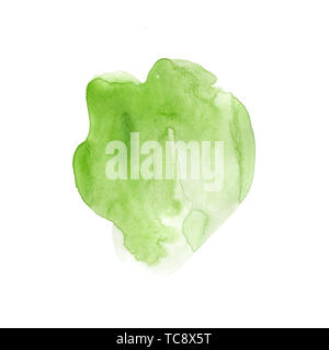 Aquarell Fleck des Sommers natürliche zarte grüne Farbe. Eine Handgezeichnete abstraktes Aquarell. Reine saftige Umweltfreundliche Farbe. Für den Druck geeignet, Tex Stockfoto