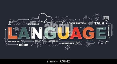 Design Konzept von Wort Sprache Website Banner. Stock Vektor