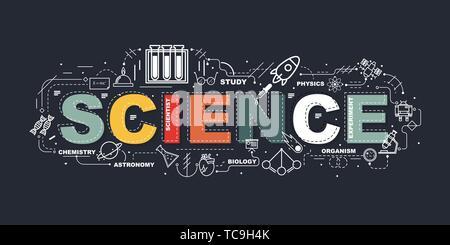 Design Konzept von Wort Wissenschaft Website Banner. Stock Vektor