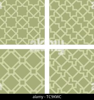 Vector Illustration. Nahtlose arabisch Line Art Texturen in sanften Farben. Stock Vektor