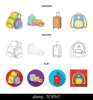 Vector Illustration von Rucksack und Tasche Logo. Sammlung von Rucksack und Schule vektor Illustration. Stock Vektor