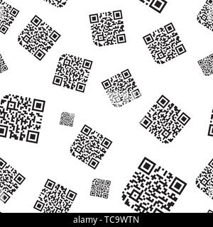 Nahtlose QR-Code Muster abstrakt Vector Hintergrund. Quick Response Code für Supermarkt, E-Commerce, Shop etc. Stockfoto