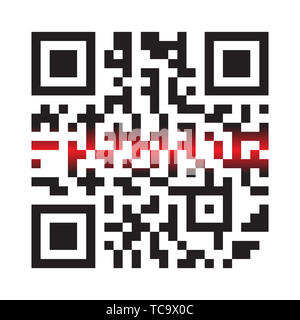 Einfache moderne QR-Code mit Laserlicht in Vector Illustration isoliert auf weißem Hintergrund. Elektronische, digitale Technik, Marketing, Internet anhand von quantitativen Simulatio Stockfoto