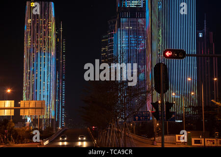 Fuhua Road, Stadtzentrum, Futian District, Shenzhen, China, 17., Januar, 2019: Das Zentrum Licht zu zeigen. Stockfoto