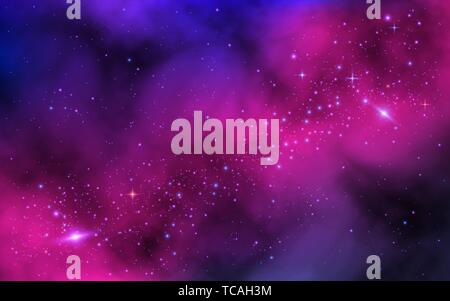 Raum Hintergrund. Helle Milchstraße mit Nebel und Sterne. Farbe Galaxie mit Stardust. Abstrakte futuristischen Kulisse. Vector Illustration Stock Vektor