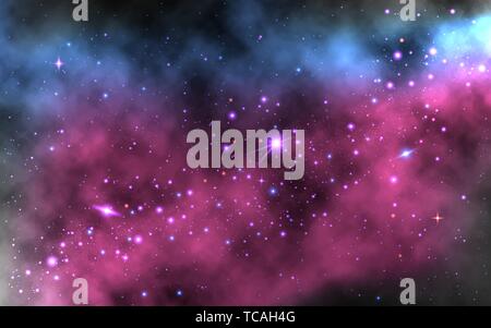 Bunte Nebel Hintergrund. Realistische Weltraum Wallpaper mit Milchstraße und glänzenden Sternen. Space Galaxy mit Planeten und Stardust. Trendy Vektor Stock Vektor