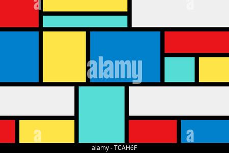 Einfache Farbe Banner. Bunte Rechtecke und schwarze Linien. Zusammenfassung Hintergrund. Vector Illustration Stock Vektor