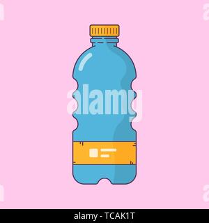 Internationaler Tag der Umwelt, Beat Kunststoff Verschmutzung Tag. Isolierte Plastikflasche mit Wasser, leere Flasche Abbildung verwendet. Stock Vektor
