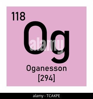 Abbildung des Periodensystems Oganesson chemischen Symbol Stock Vektor