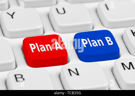 Tasten auf einer Tastatur eine Auswahl von Plan A und Plan B zu zeigen Stockfoto