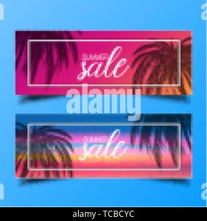 Palmen Silhouette moderner Summer Sale Banner, Vektor, Abbildung, eps-Datei Stock Vektor