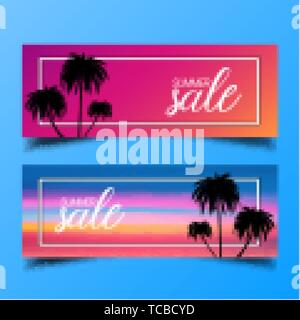 Palmen Silhouette moderner Summer Sale Banner, Vektor, Abbildung, eps-Datei Stock Vektor