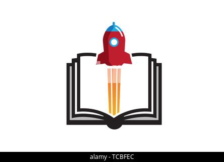 Starten Sie Rocket Book Logo Vektor Symbol Symbol Design Illustration Stock Vektor